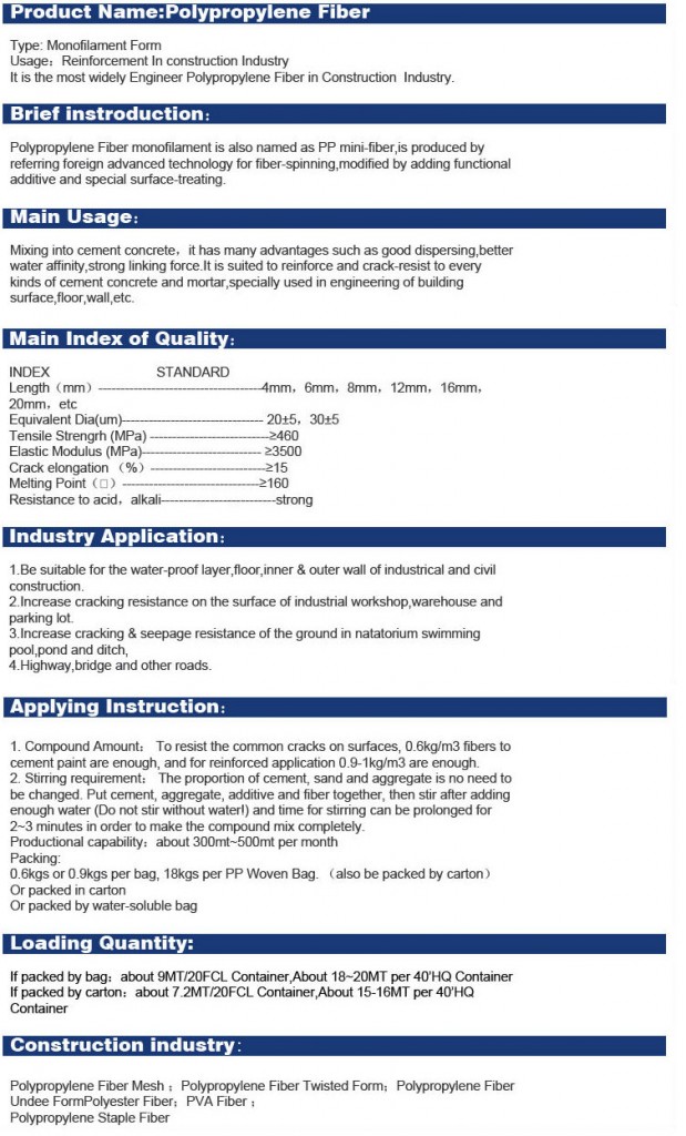 So Luck Chemical & Machinery » PP Fiber Polypropylene Fiber